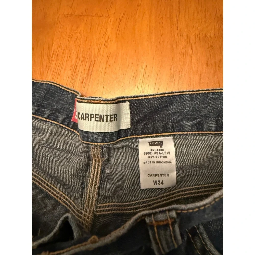 Levis Carpenter Shorts Mens 34 Blue Denim Baggy Skater Y2K Utility Work